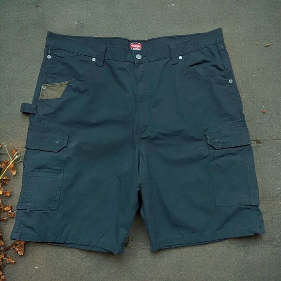 Wrangler Workwear Ripstop Cargo Shorts Black Big Tall Cotton Men's Size 42 - Picture 1 of 8